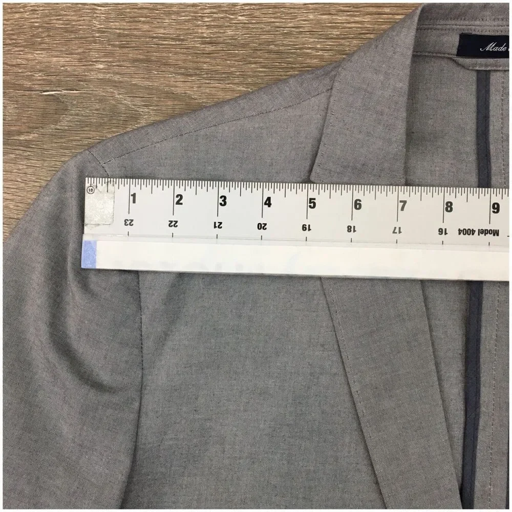 LAND'S END Mens Blazer Sport‎ Coat Casual Jacket Size 46R Gray Cotton Suit